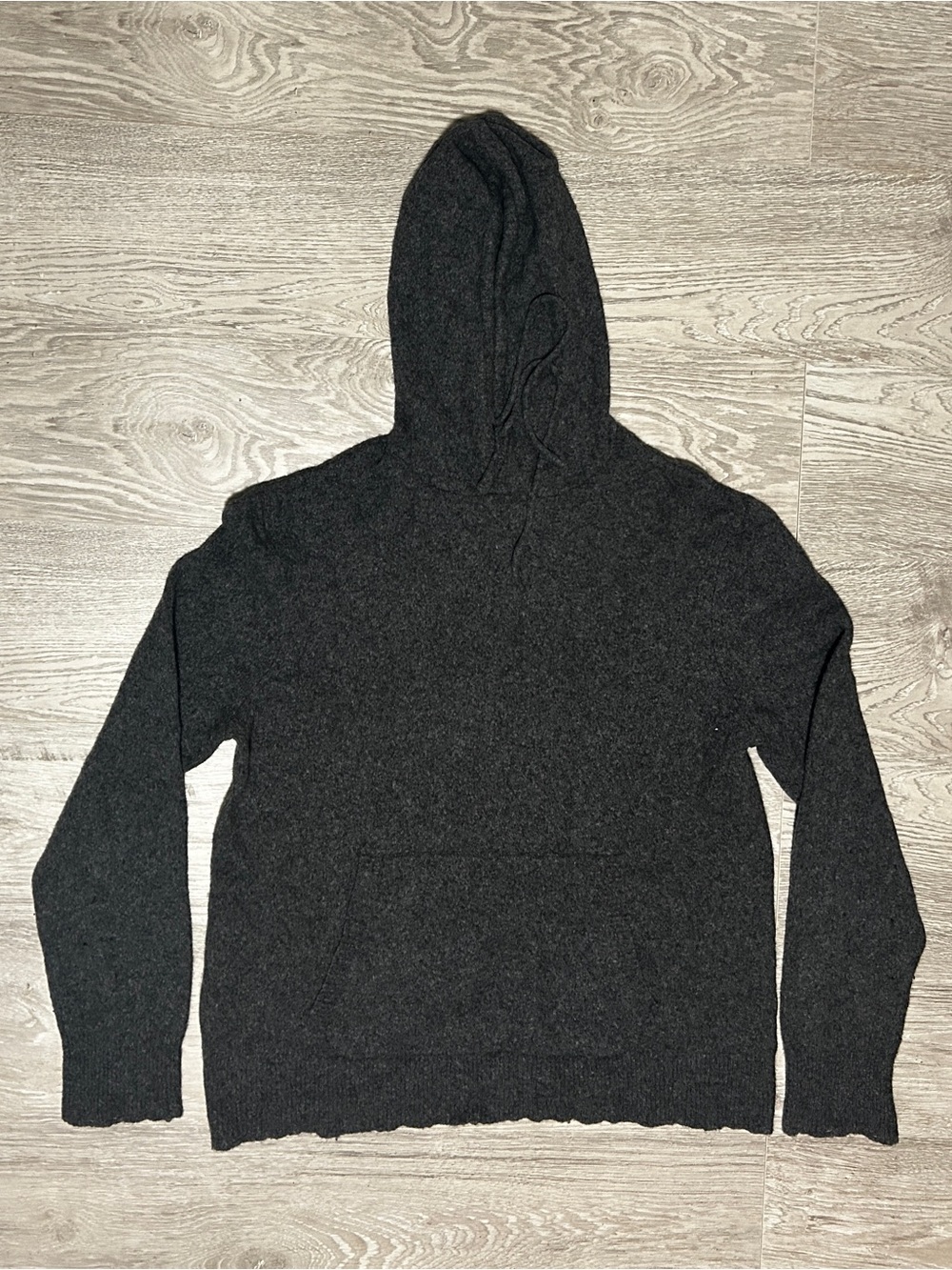 All Saints Men's Charcoal Wool Hooded Thin Sweater